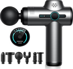 Mini Massagepistool - Elektrisch Massageapparaat voor Nek & Schouder - Deep Tissue Spierherstel voor Sporters - Ultra Stil 3200 rpm - 6 Standen & 6 Koppen - Grijs - 1 Stuk — thumbnail 1