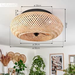 Stijlvolle Plafondventilator met Verlichting - 50 cm - Zwart/Bamboe - Inclusief Afstandsbediening — thumbnail 1