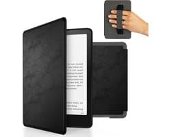 Kunstlederen Cover voor E-reader met Polsband en Auto Slaap/Wake Functie, Zwart