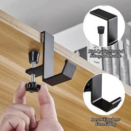 Verstelbare hoofdtelefoonhouder met enkele haak - zwart - bureau headset standaard — thumbnail 5