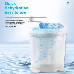 Draagbare Wasmachine - Mini Wasser - Snel Wassen - Hand Crank Bediening - 35x36x39 cm - Wit — thumbnail 5