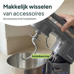 Keukenmachine - Keukenrobot mixer - Grote bereidingen - Krachtige 2000W motor - 387 x 238 cm - Grijs — thumbnail 2