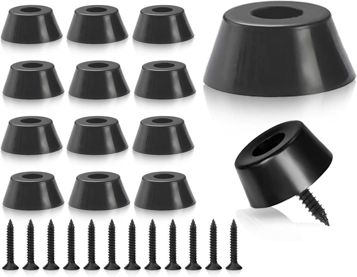 Zwarte rubberen voetjes voor snijplanken - Schroefbare rubberen buffers - Set van 12 - Roestvrijstalen schroeven — afbeelding 1