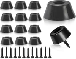 Zwarte rubberen voetjes voor snijplanken - Schroefbare rubberen buffers - Set van 12 - Roestvrijstalen schroeven — thumbnail 1