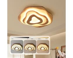 Ronde Houten LED Plafondlamp Wolken Ø57cm Dimbaar | 50W Warm & Koel Wit Licht voor Kinderkamer of Woonkamer — afbeelding 1