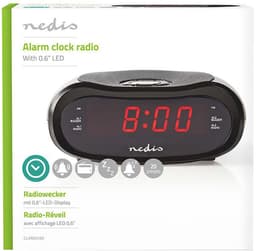 Nedis Wekkerradio - LED - AM / FM - Snoozefunctie - Slaaptimer - 2 Alarmen - Zwart — thumbnail 2