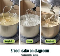 RONN® Mixer met Mengkom - Keukenmachine - Mixer - 6 Liter Mengkom - Grijs - 39cm x 24cm x 32cm — thumbnail 4