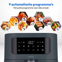MEDION E40 XL heteluchtfriteuse (5,2 L, airfryer, 2 150 W, 9 automatische programma’s, bakfunctie, frituren zonder olie, touchbediening, LED-display), matgrijs — thumbnail 2