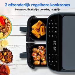 MEDION P20 XXL Heißluftfritteuse mit 2 Kammern (8,7 Liter, Airfryer, 2.600 Watt, Doppelkammer, 10 Automatikprogramme, 2 Schubladen, Sichtfenster, Dualer Airfryer, ILAG PFAS-frei, MD11760) matt grau — thumbnail 2