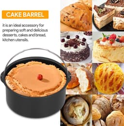 Cake Barrel, 6/7/8 inch Ovenschaal Anti-aanbak voor Airfryer Cake Barrel Airfryer Accessoires Brood Bakmand Pizza Plaat Grill Pot Mat Taart Bakplaat(7inch) — thumbnail 7