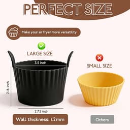 Siliconen muffinvormpjes voor airfryers, 6 stuks. Deze siliconen muffinvormpjes zijn perfect voor het maken van muffins, andere gebakjes, eieren, enz. BPA-vrij en herbruikbaar. — thumbnail 2