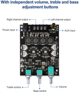 Krachtige Mini Stereo Audio Versterker Module met Bluetooth 5.0 en Bas/Treble Controle — thumbnail 4