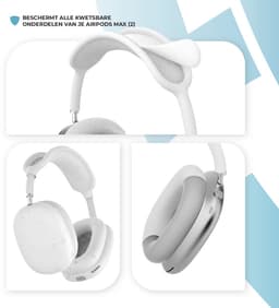 Shieldcase Beschermset geschikt voor Apple Airpods Max 1/2 - Siliconen covers / bescherming - 4 delige set - Hoofdband cover - Oorkap Beschermers & Reishoes - 4 in 1 set - Wit — thumbnail 3