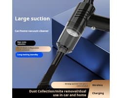 Draagbare mini-handstofzuiger voor in de auto - Krachtige draadloze stofzuiger - Lichtgewicht - Gemakkelijk vast te houden - Elektrische luchtblazer, kleine stofzuiger voor thuis, keuken, cadeau - zwart