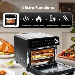 Heteluchtfriteuse - 14L – Mini Oven - 1800W - 240V - XXL - 11 Programma’s – LED Touchscreen - 14L capaciteit - Inclusief Rotisserie - en Accessoires — thumbnail 3