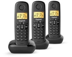 Vaste telefoon - GIGASET - Basic 100 Trio - Handsfree-modus - Scherm met achtergrondverlichting - Telefoonboek voor 50 contacten - Vergrendelfunctie - Zwart