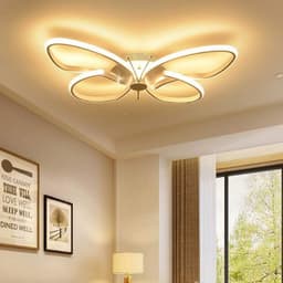 Vlinder Plafondlamp - Moderne Verlichting - Kinderkamer Verlichting - Dimbaar Afstandsbediening - 64cm Diameter - Wit — thumbnail 5