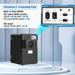 Mini koelkast - 15L Minibar - Koel & warm - AC/DC 230V/12V - Draagbare Mini Autokoelkast - Voor Auto, Kantoor, Camping & Thuis Eten, Drinken - Zwarte — thumbnail 10