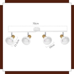 Vintage plafondverlichting met 4 draaibare lampen - Witte lamp voor woonkamer, gang en slaapkamer — thumbnail 4