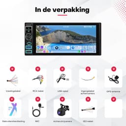 Boscer 1Din Autoradio Universeel - Apple Carplay & Android Auto (Draadloos) - Android 15 - 2+64GB - 6.9 Inch IPS HD Touchscreen - GPS Navigatiesysteem - Bluetooth, USB, USB-C, WIFI & MP5 - AHD Achteruitrijcamera & Microfoon — thumbnail 5