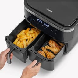 Severin FR 2463 Black Line Dual - Dubbele airfryer - Hetelucht friteuse - Touchscreen - 2x 4 liter - 11 Automatische programma's - Sync cook & finish – Zwart — thumbnail 6