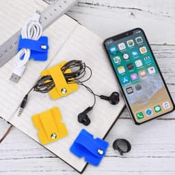 Hoofdtelefoonkabel Organizer - Siliconen Draagbaar en Compact voor Werk en Reizen (Geel en Blauw) — thumbnail 2