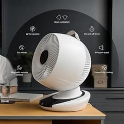 Draagbare Draadloze Ventilator met Nachtlampje - 14 Uur Batterijlevensduur, Koelventilator voor Slaapkamer en Desktop, Ultra-Stil en Energiezuinig — thumbnail 1