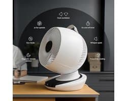 Draagbare Draadloze Ventilator met Nachtlampje - 14 Uur Batterijlevensduur, Koelventilator voor Slaapkamer en Desktop, Ultra-Stil en Energiezuinig