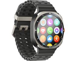 Xssive Watch Ultra 3 - Smartwatch Dames - Stijlvol Horloge met Belfunctie - 1.43" AMOLED - Hartslag & Zuurstofmeter - incl. 2 Bandjes (Zwart & Oranje) - Smartwatch