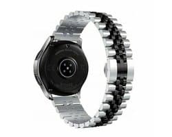 By Qubix - Geschikt voor Garmin bandje - Geschikt voor Garmin Venu 4 - 45mm - Stalen band - Zilver / zwart - Smartwatch bandje 22mm