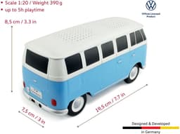 BRISA VW Collection - Volkswagen T1 Bulli Bus draagbare, draagbare Bluetooth-luidspreker, draadloos, mini-USB-C, 3,5 mm AUX-ingang (schaal: 1:20 I rood/blauw/wit) — thumbnail 5