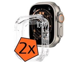 Hoes - 2 Stuks - Geschikt voor Apple Watch Ultra 3 (49 mm) - Sterk & Shockproof - Smartwatch Full Bumper Hoesje - Siliconen Case Cover - Transparant
