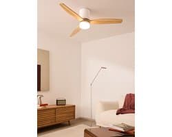CREATE - Stille plafondventilator 40W Ø132cm 100% hout met aanpasbare gipsen behuizing - Met licht - Afstandsbediening - WIND CALM CONCRETE — afbeelding 1