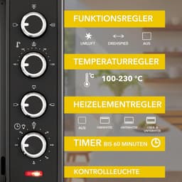 Heinrich´s HMO 8401 Mini-oven met hete lucht - 30L - kleine oven met draaispit, airfryer-inzetstuk – binnenverlichting - 1600W — thumbnail 8