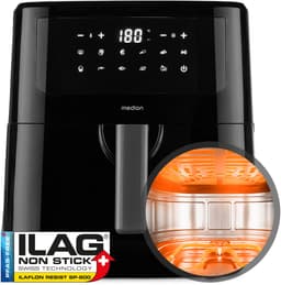 MEDION P10 XL Airfryer (6,8 liter XXL heteluchtfriteuse, 2.150 watt, twee roestvrijstalen verwarmingselementen, schudalarm, 9 automatische programma's, touch bedieningspaneel, LED-display) — thumbnail 1
