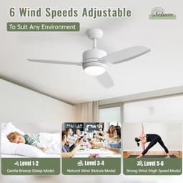 Plafondventilator met verlichting en afstandsbediening - 117 cm, DC, timer, 6 snelheden, stille ventilator voor slaapkamer en woonkamer — thumbnail 1