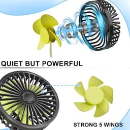 Draagbare 12V USB Auto Fan met 3 Snelheden en 360° Rotatie voor Koeling in Voertuigen — thumbnail 4