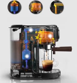 Happyment 3 in 1 Koffiemachine - Koffiezetapparaat - Koffie Apparaat - Pistonmachine - Melkopschuimer - Voor De Beste Koffie — thumbnail 2