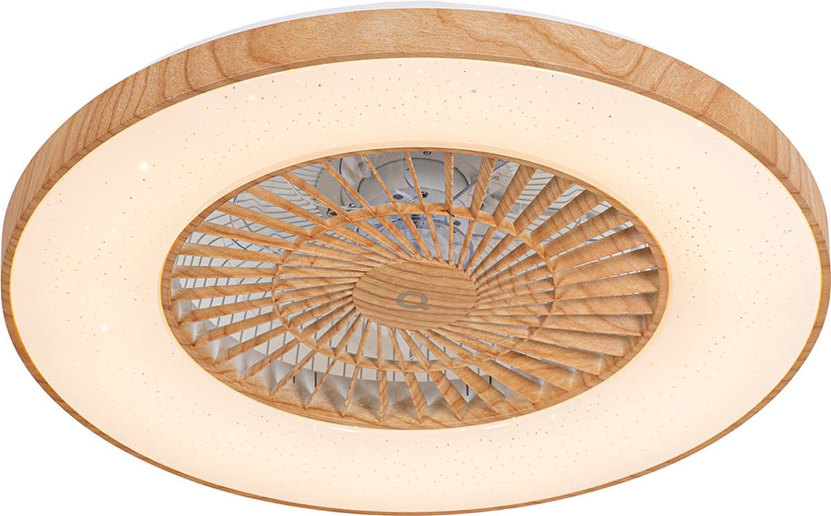 QAZQA climo - Landelijke LED Dimbare Plafondventilator met lamp met Dimmer - 1 lichts - Ø 60 cm - Naturel - Woonkamer | Slaapkamer | Keuken — afbeelding 1