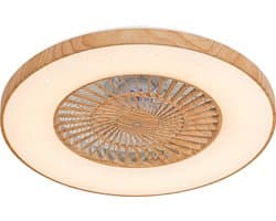 QAZQA climo - Landelijke LED Dimbare Plafondventilator met lamp met Dimmer - 1 lichts - Ø 60 cm - Naturel - Woonkamer | Slaapkamer | Keuken