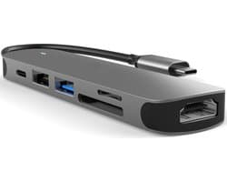 MMOBIEL USB-C Adapter Hub - 6 in 1 USB Docking Station - USB-C naar HDMI 4K, USB-A 3.0, USB-A 2.0 en SD/TF kaartlezer - Voor Laptop en Smartphone -Opladen met Voeding via USB C - Data-Hub- Aluminium