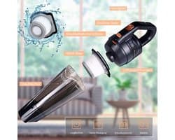 Handstofzuiger - Accu-handstofzuiger - Draadloze Autostofzuiger - Kleine Handstofzuiger - Oplaadbare Mini-Stofzuiger voor Thuis en Auto - 120 Watt - Nat en Droog - Zakloos - Led Licht - Autostofzuiger - Reiniging - Draadlos - Wasbaar