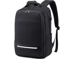 Laptop rugzak, 17 inch waterdichte zakenreis werk computer rugzak tas met USB-oplaadpoort, anti-diefstal college schooltas tas, zwart