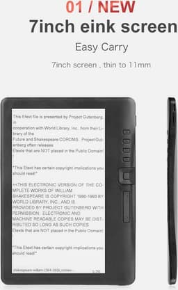 E-booklezer, 7 Inch TFT LCD 16:9 Kleurenscherm E-lezer, Ondersteunt voor EPUB, PDF, TXT, FB2, PDB en Andere Bestandsindelingen, met Beschermhoes(4GB) — thumbnail 2