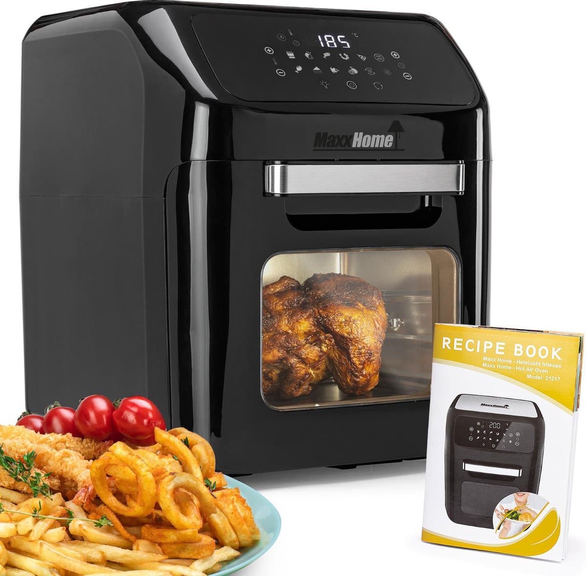 MaxxHome Airfryer - Hetelucht friteuse - XXL - Heteluchtfriteuse 12 Liter - 8 Programma's - 1800W - Extra tools en receptenboekje — afbeelding 1
