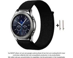 Zwart Nylon Bandje met rode weave voor bepaalde 20mm smartwatches van verschillende bekende merken (zie lijst met compatibele modellen in producttekst) - Maat: zie foto – 20 mm black nylon smartwatch strap