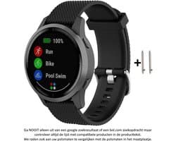 Zwart Siliconen Bandje voor - zie compatibele modellen 22mm Smartwatches van Samsung, LG, Seiko, Asus, Pebble, Huawei, Cookoo, Vostok en Vector – 22 mm rubber smartwatch strap - Siliconen - Zwart - 46mm