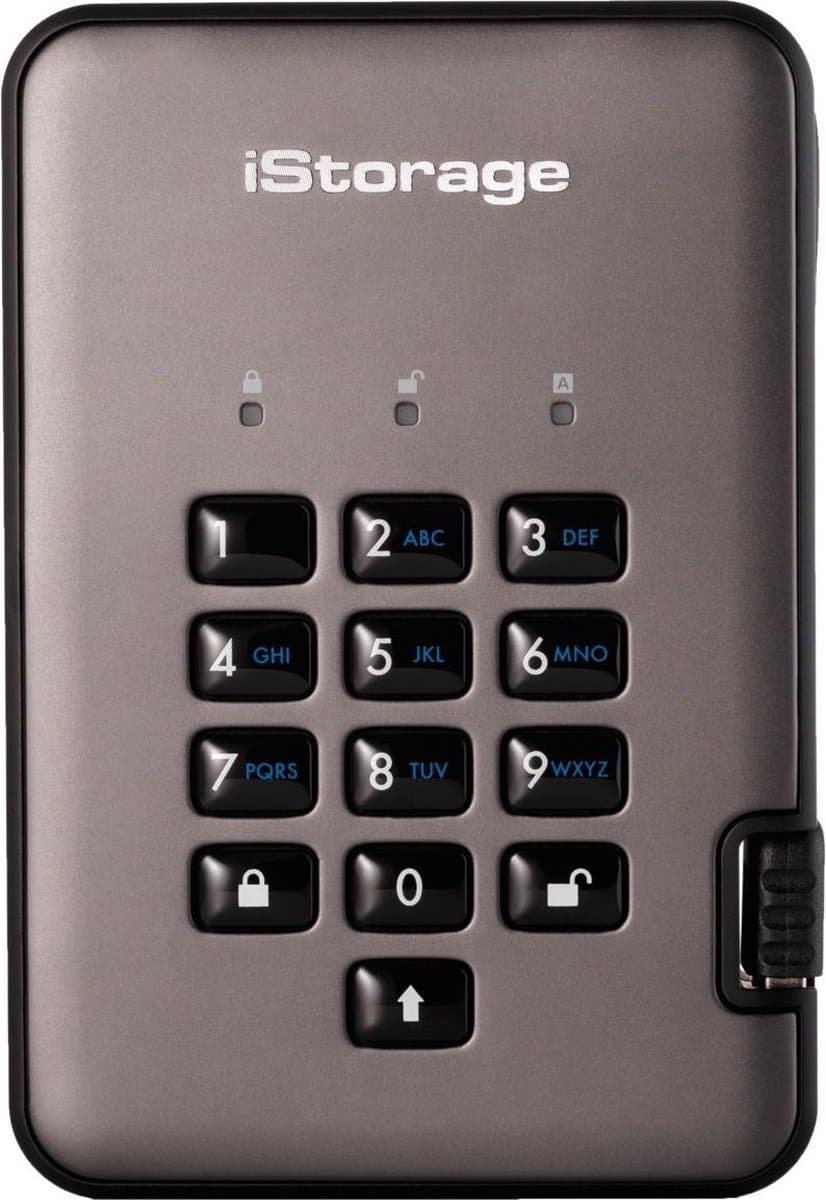 iStorage diskAshur Pro2 SSD - externe harde schijf - 512 GB - SSD - Cijfercode - Zwart - Grafiet — afbeelding 1