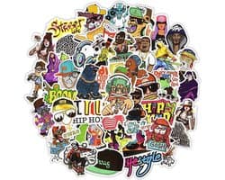 Hip Hop Stickers - 50 stuks voor laptop, skateboard, journal, mobieltje, fiets etc. Muziek/Rappers/Street/Hiphop