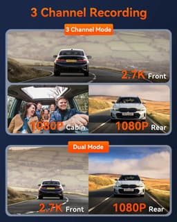 VANTRUE E3 3-kanaals 2.7K WiFi-dashcam – met GPS, spraakbesturing, STARVIS-sensor, infrarood nachtzicht, 24-uurs gebufferde parkeermodus, 3-weg opname (1944P + 1080P + 1080P) voor en achter, ondersteunt max. 512GB — thumbnail 4